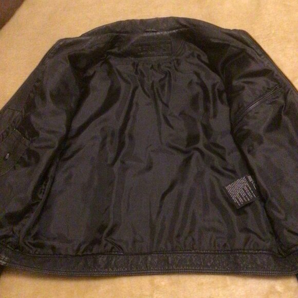 Men's Leather Jacket Black Distressed Leather US Size XL - Picture 4 of 10